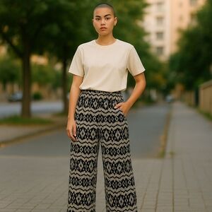 LA Hearts Aztec Print Pull On Palazzo Pants  Size Small Drawstring Waist Pockets